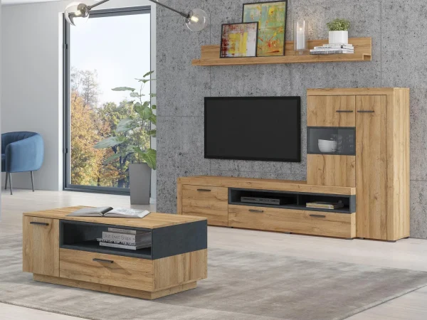 Mur Tv-hifi I CARLOS 4 Portes Chêne Grandson/matera offre spéciale 3