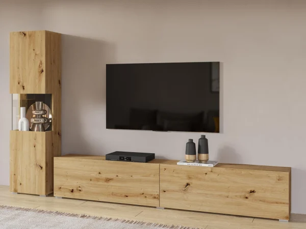 en ligne Mur Tv-hifi AVATAR 3 Portes Chêne Artisan Avec Led 3