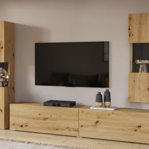 grossiste en ligne Mur Tv-hifi AVATAR 4 Portes Chêne Artisan Avec Led 12