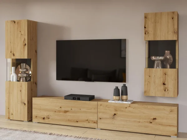 grossiste en ligne Mur Tv-hifi AVATAR 4 Portes Chêne Artisan Avec Led 3