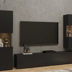 dernières Mur Tv-hifi AVATAR 4 Portes Noir Avec Led 12