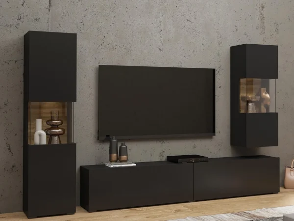 dernières Mur Tv-hifi AVATAR 4 Portes Noir Avec Led 3