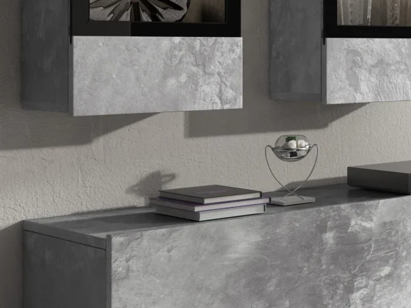 Mur Tv-hifi BABEL 5 Portes Béton Sans Led haute qualité 3