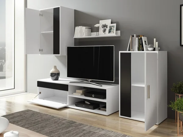 Mur Tv-hifi BERTRI 3 Portes Blanc marque pas cher 3