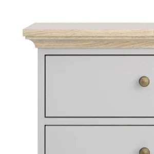 Retour gratuit en magasin. Commode PARISA 5 Tiroirs Blanc/chêne 10