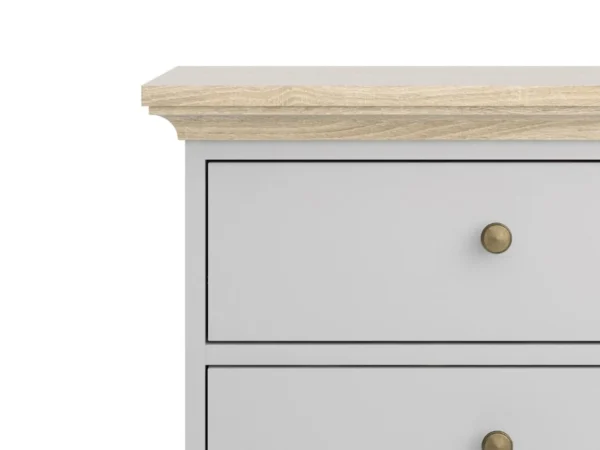 Retour gratuit en magasin. Commode PARISA 5 Tiroirs Blanc/chêne 3