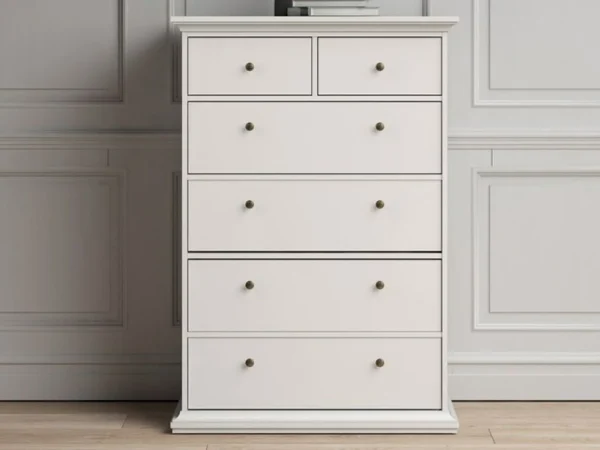 Commode PARISA 6 Tiroirs Blanc luxe soldes 3