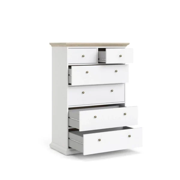 Commode PARISA 6 Tiroirs Blanc/chêne mode tendance 4