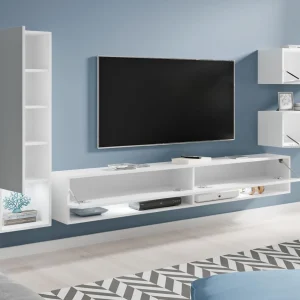 Mur TV AMOS 5 Portes Blanc/blanc Brillant Large choix en ligne 7