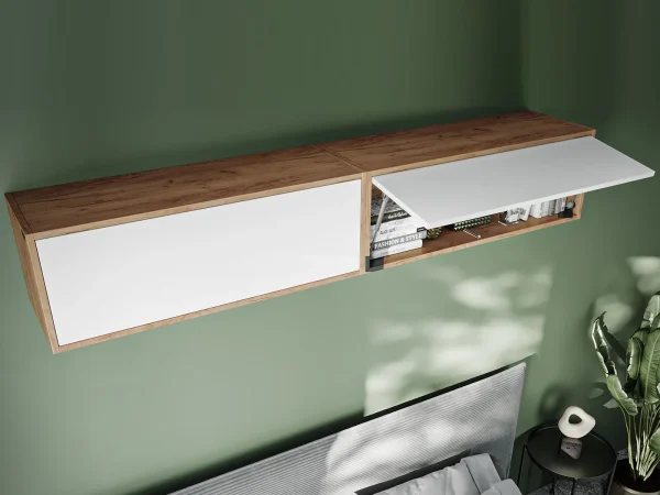 Top ventes Armoire BARIO 1 Porte Abattante Chêne Doré/blanc Mat 3