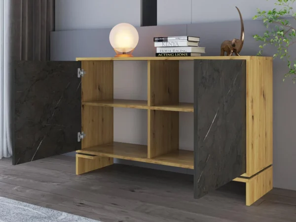 Boutique Commode PORETO 2 Portes Chêne Artisan/gris Pierre 3