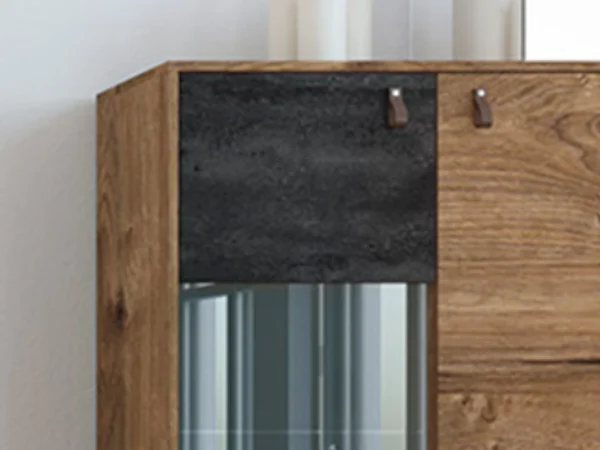 vente luxe pas cher Armoire DARKO 2 Portes Chêne Ribbec/noir Sans Led 3