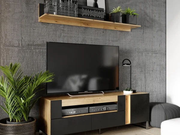 à prix d'occasion Étagère MOJO 150 Cm Noir/chêne 3