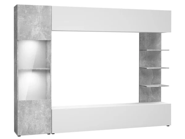 magasin en ligne Mur Tv-hifi LAZARE 3 Portes Béton/blanc Avec Led 3
