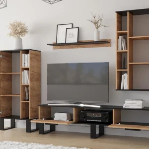 Mur Tv-hifi GRANDIO 4 Portes Chêne Artisan/noir commentaire favorable 8