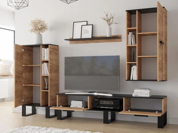 Mur Tv-hifi GRANDIO 4 Portes Chêne Artisan/noir commentaire favorable 3