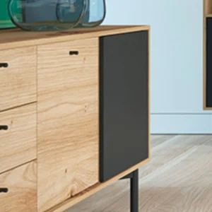 vente en ligne pas cher Commode FLOWER 2 Portes 3 Tiroirs Chêne Artisan/noir 10