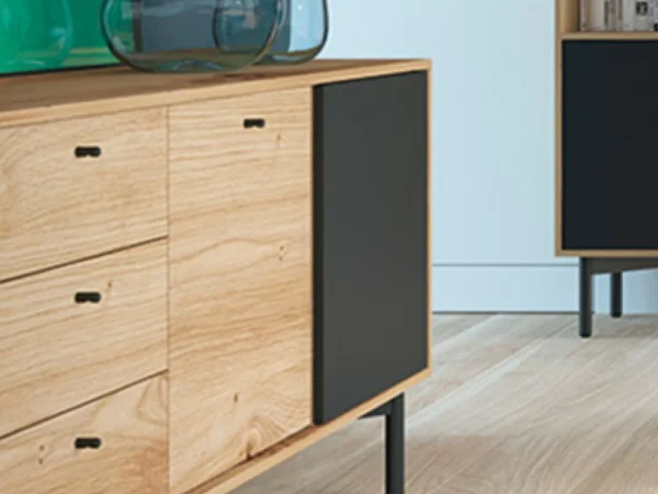 vente en ligne pas cher Commode FLOWER 2 Portes 3 Tiroirs Chêne Artisan/noir 3