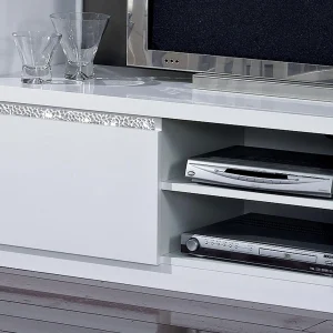 prix pas cher Mur Tv-hifi REBECCA Blanc Laqué Avec Led 11
