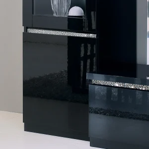 Vitrine REBECCA 2 Portes Noir Laque Avec Led livraison la plus rapide 9