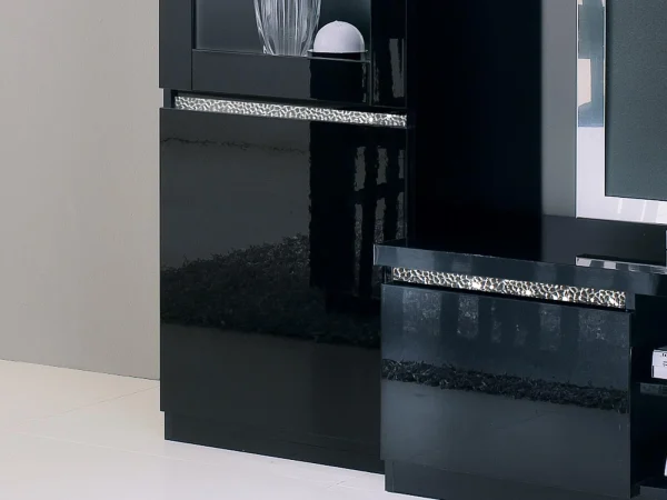 Vitrine REBECCA 2 Portes Noir Laque Avec Led livraison la plus rapide 3