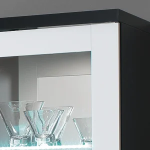 Nouvelle tendance Vitrine REBECCA 2 Portes Noir Laque/blanc Laque Avec Led 11