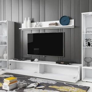 Mur Tv-hifi VITTORIO 6 Portes Blanc Brillant Avec Led Achat 7