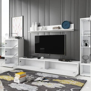 prix pas cher Mur Tv-hifi VITTORIO 7 Portes Blanc Brillant Sans Led 9