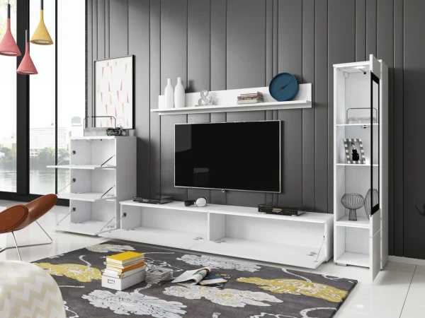 prix pas cher Mur Tv-hifi VITTORIO 7 Portes Blanc Brillant Sans Led 3