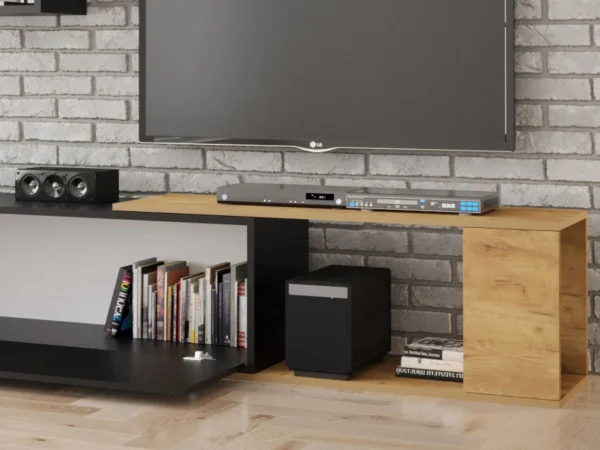 boutiqued pas cher Mur Tv-hifi KEO Droit Chêne Wotan/noir 4