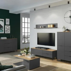 soldes luxe Étagère Murale CALIFA 163 Cm Chêne Navarra/graphite 12