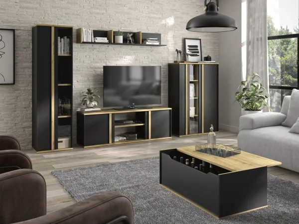 Étagère RAFFA 160 Cm Chêne Artisan/noir meilleure qualité 4