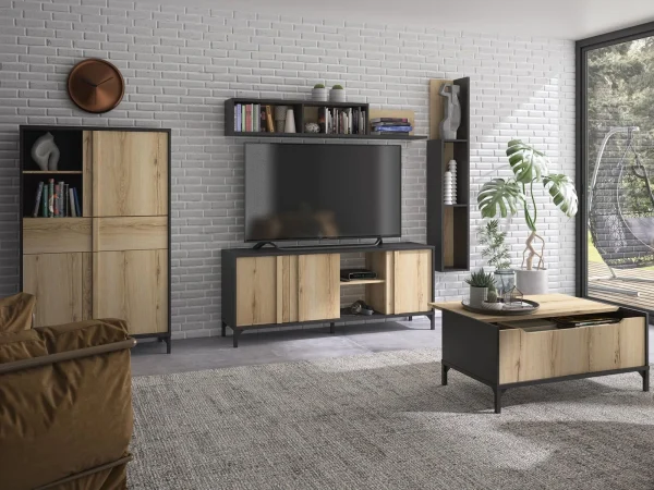 Étagère ESTELLE 160 Cm Chêne Helvezia/noir Livraison Standard/Rapide 4