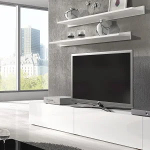 Mur Tv-hifi BABEL 5 Portes Blanc/blanc Laqué Sans Led vente pas cher 12