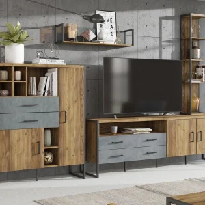 nouvelle saison Commode Haute MODECO 2 Portes 2 Tiroirs Appenzeller/matera Clair 9