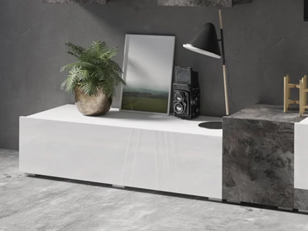 Retour gratuit en magasin. Mur Tv-hifi POWAR 5 Portes Blanc/ardoise 4