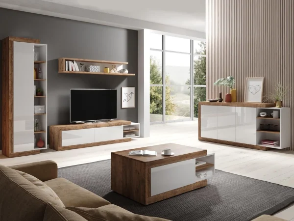 Étagère SINO 180 Cm Chêne/blanc Laqué Distributeur Officiel 3