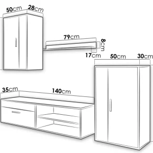 Mur Tv-hifi BERTRI 3 Portes Blanc marque pas cher 9