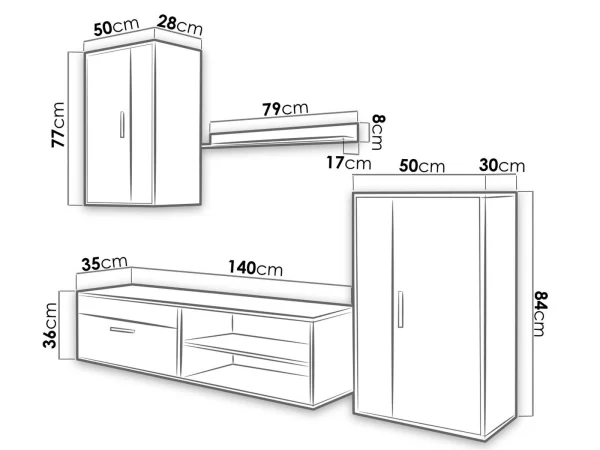 Mur Tv-hifi BERTRI 3 Portes Blanc marque pas cher 4