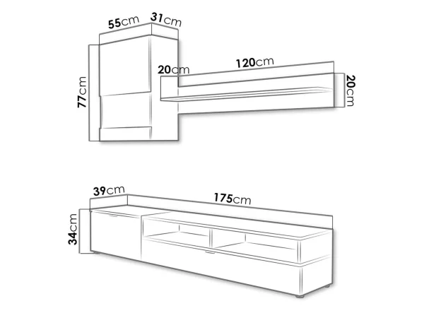 meilleur cadeau Mur Tv-hifi ROXANE 3 Portes Blanc/pin Foncé Sans Led 3