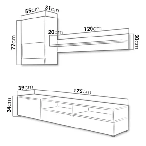 offre spéciale Mur Tv-hifi ROXANE 3 Portes Blanc/pin Foncé Avec Led 6
