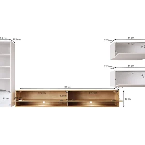Mur TV AMOS 5 Portes Blanc/blanc Brillant Large choix en ligne 9