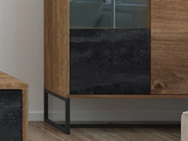 vente luxe pas cher Armoire DARKO 2 Portes Chêne Ribbec/noir Sans Led 4