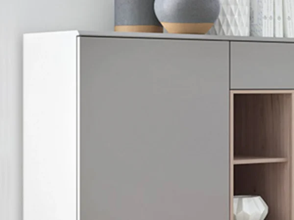 Commode INOXO 2 Portes 1 Tiroir Gris Clair/chêne Jackson magasins pour 4