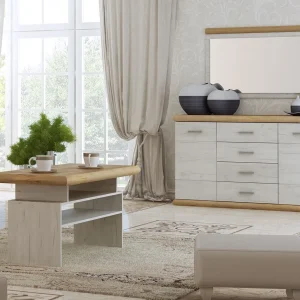 Miroir KORFA 120 Cm Blanc/brun Doré mode pas cher 9