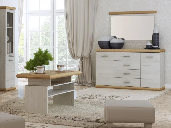 Miroir KORFA 120 Cm Blanc/brun Doré mode pas cher 4