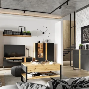 à prix d'occasion Étagère MOJO 150 Cm Noir/chêne 11