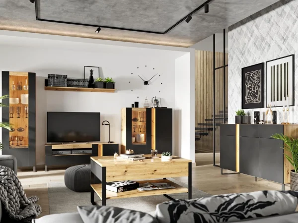 à prix d'occasion Étagère MOJO 150 Cm Noir/chêne 4