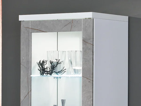 Mur Tv-hifi ROMEO Marbre/blanc Avec Led Neuve avec étiquette 5