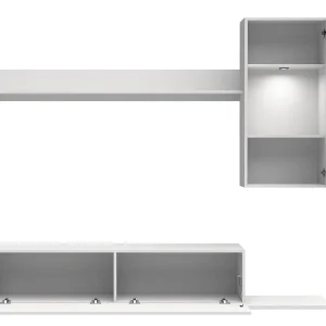 Retour Gratuit Mur Tv-hifi CETEMA 3 Portes Blanc Avec Led 10